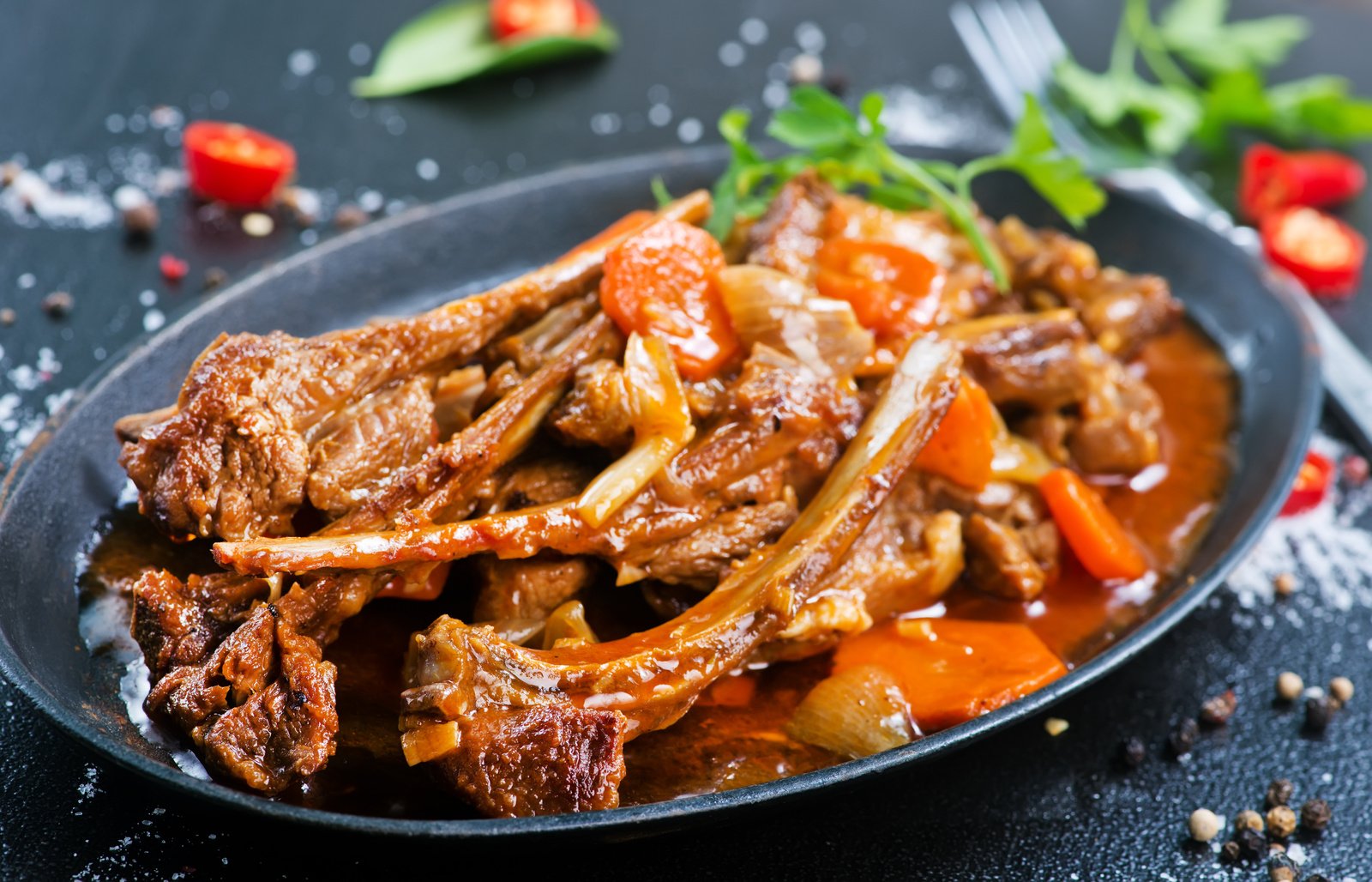 Fried Meat on Pan